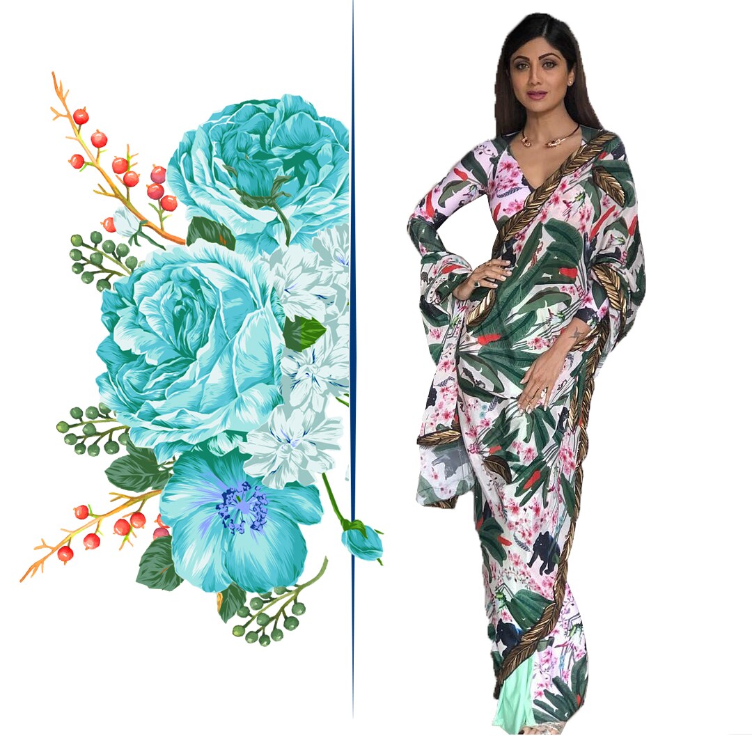 Shilpa Shetty in Shivan and Narresh printed saree