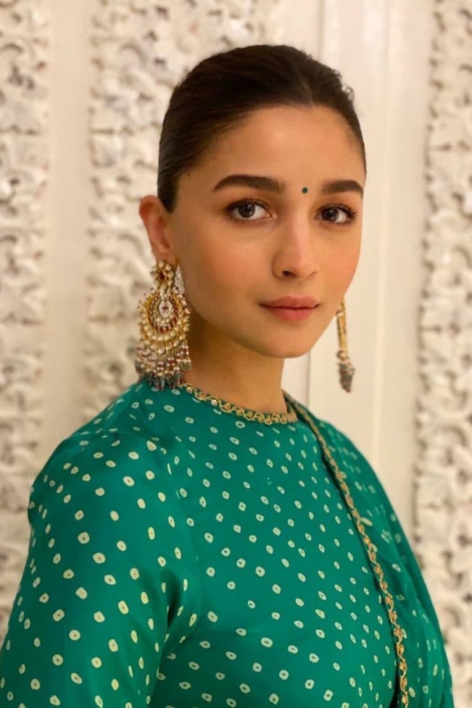 Alia Bhatt wearing chandbali earrings by Sabyasachi Jewelry 