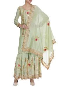 Pom Pom embroidered sharara set by Abhi Singh