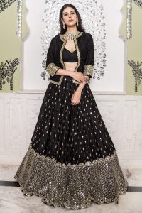 Mirror Embellished Jacket Lehenga By Abhinav Mishra