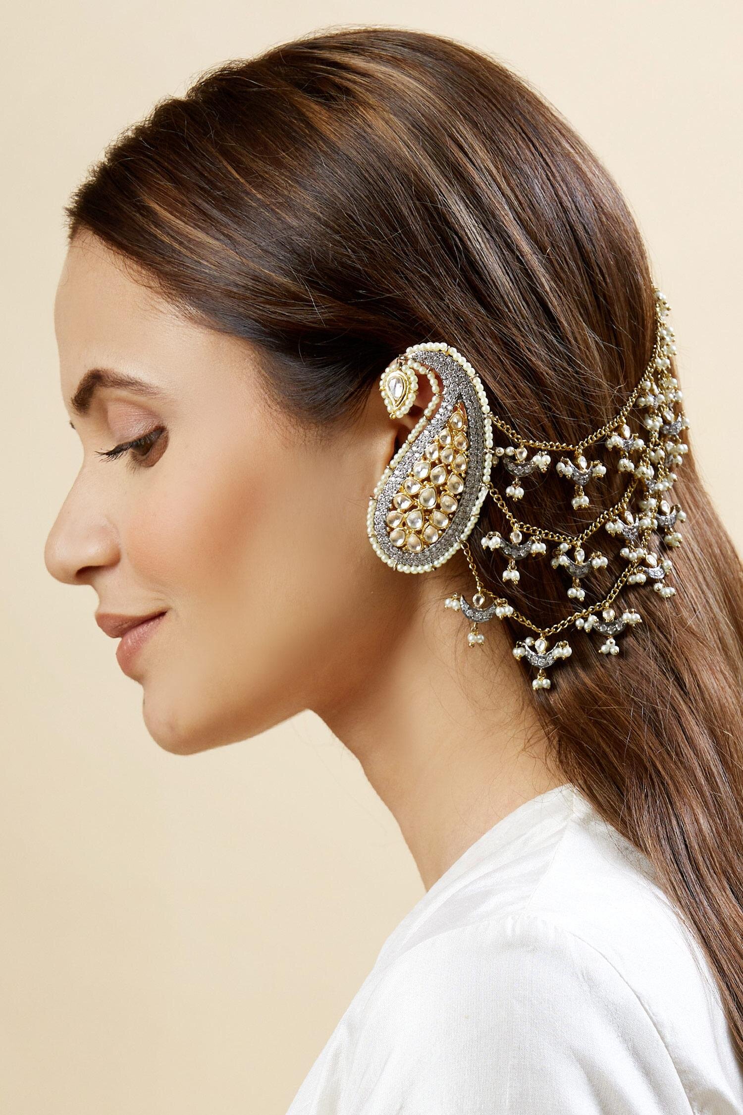 Latest Festive Jewellery from Zevar by Geeta. Paisly motif ear cuff earrings 