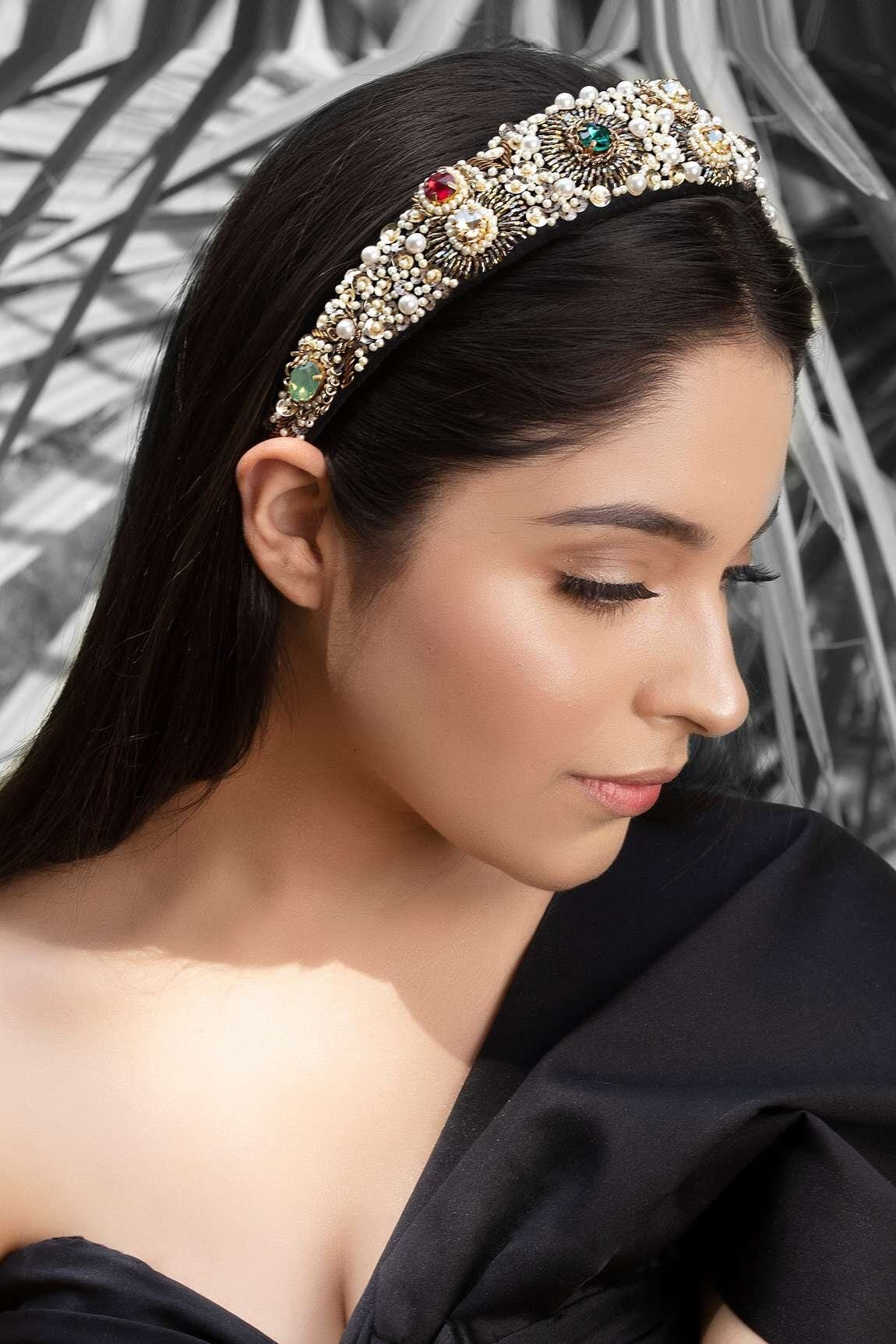 padded bejeweled hairband from born flash