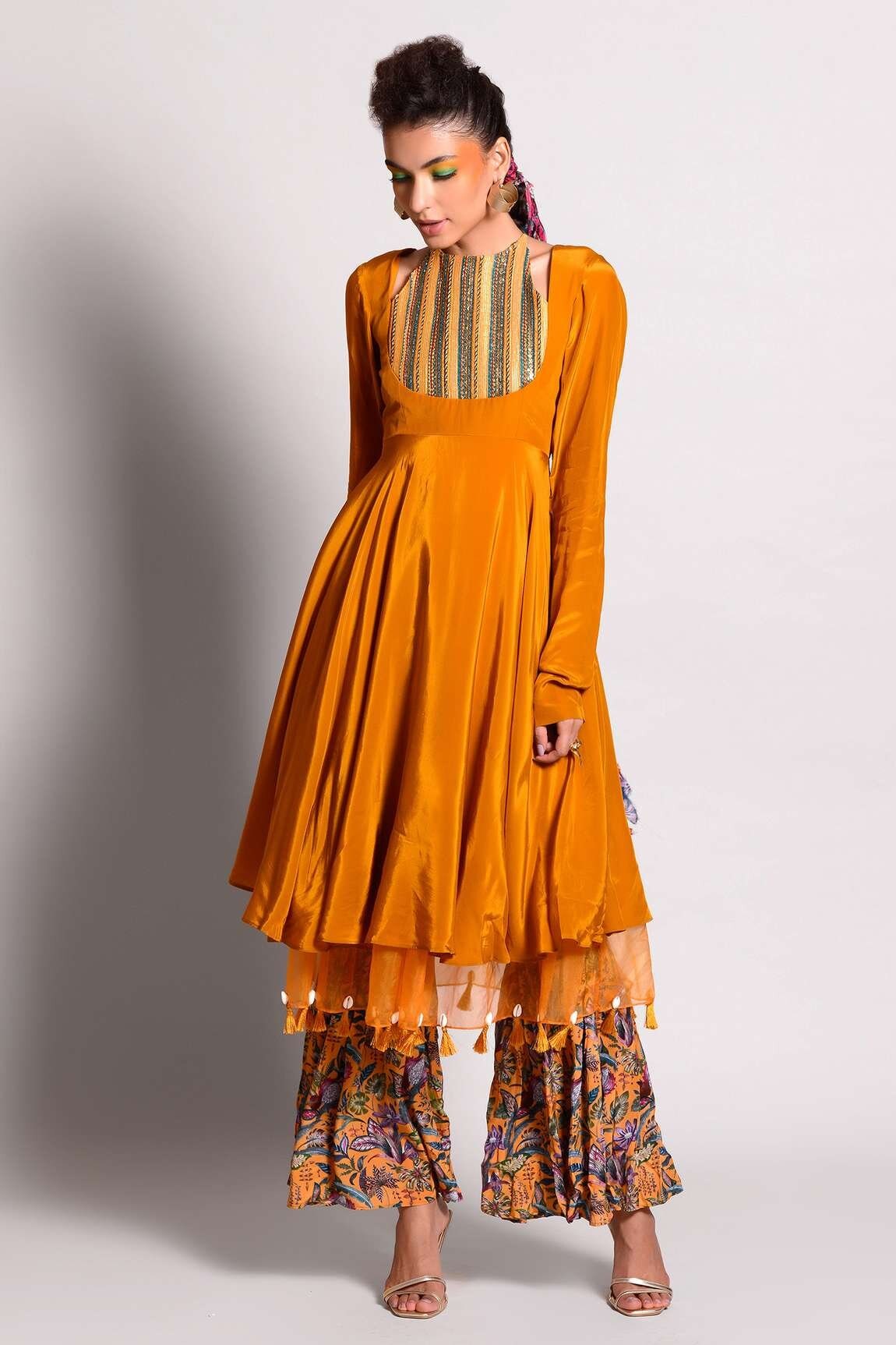 orange unique orange anarkali set from designer Rishi & Vibhuti