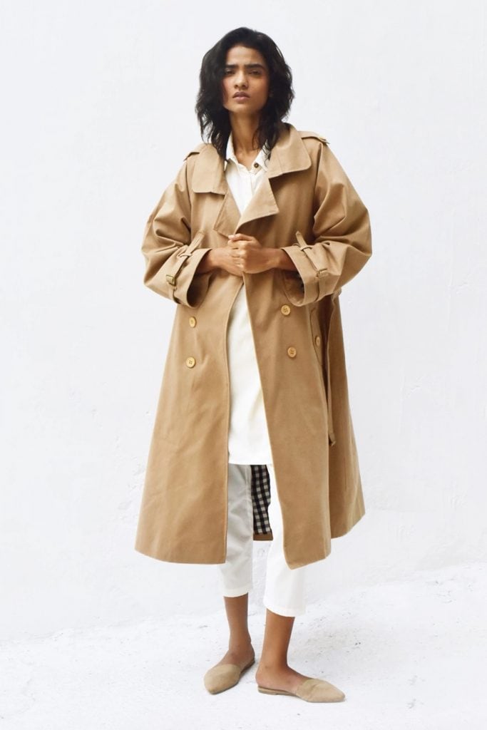 Brown Heavy Twill Latte Trench Coat