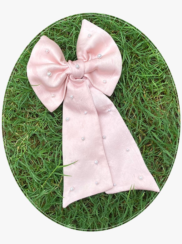 Pearl Embellished Satin Bow Hairclip | Aza Fashions