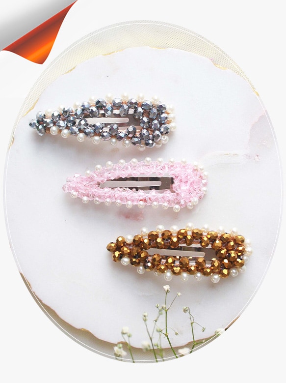 Crystal, Stone and Bead Embedded Hairclip | Aza Fashions