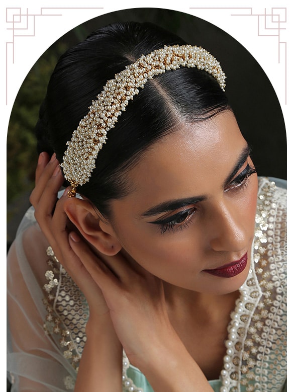 Pearl Beaded Chain Headband | Aza Fashions