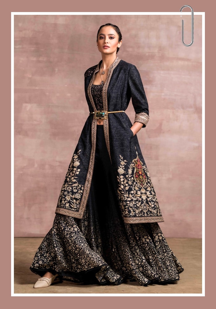 Printed Jacket and Sharara Set- Tarun Tahiliani | Aza Fashions