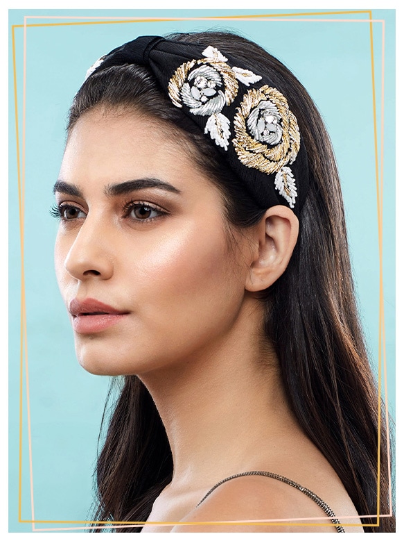 Floral Embroidered Hairband | Aza Fashions