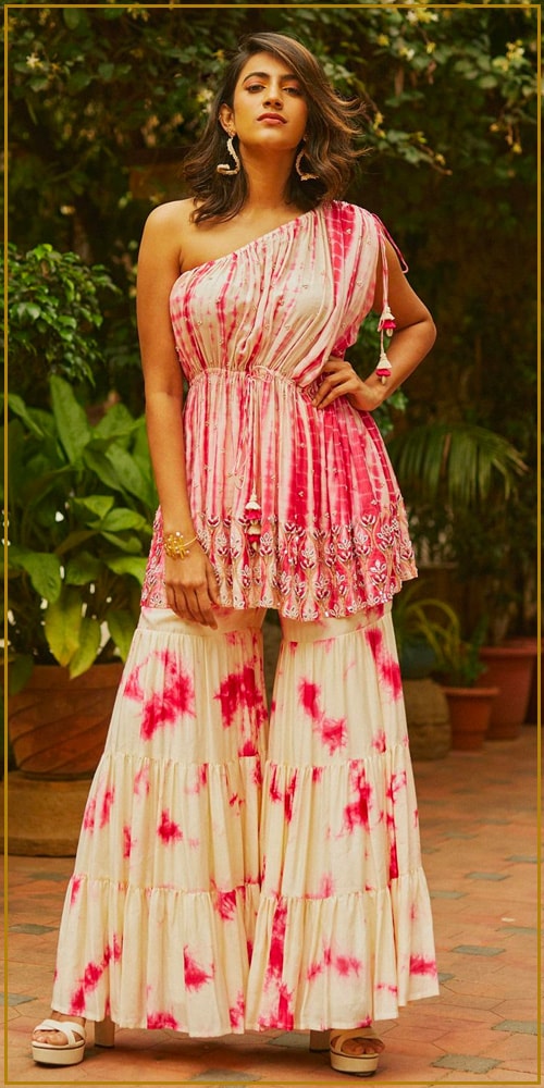 Tie-Dye Kurta and Sharara Set - Aza Fashions