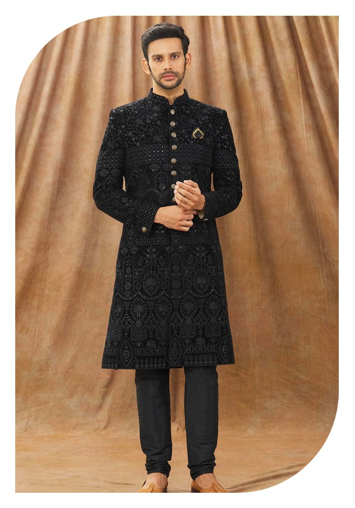 Arihant Rai Sinha Black Embroidered Sherwani