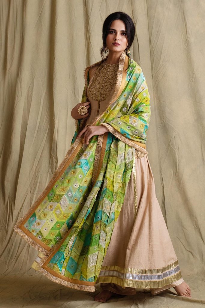 Green Silk Banarasi Dupatta