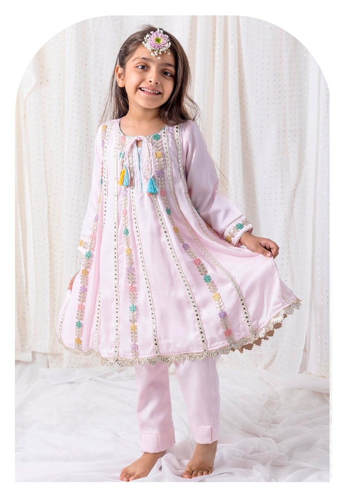 Embroidered Kurta and Pants set for girls