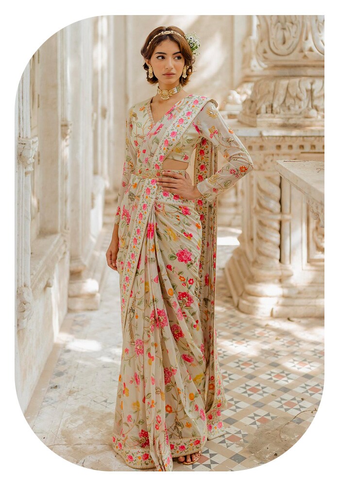 Paulmi and Harsh- Georgette Saree with Blouse