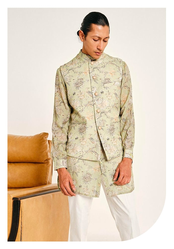 Project Bandi Printed Nehru Jacket at sale: Aza Fashions