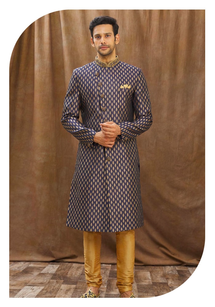 Samyukta Singhania Overlap Sherwani Set - Shop at Aza Fashions