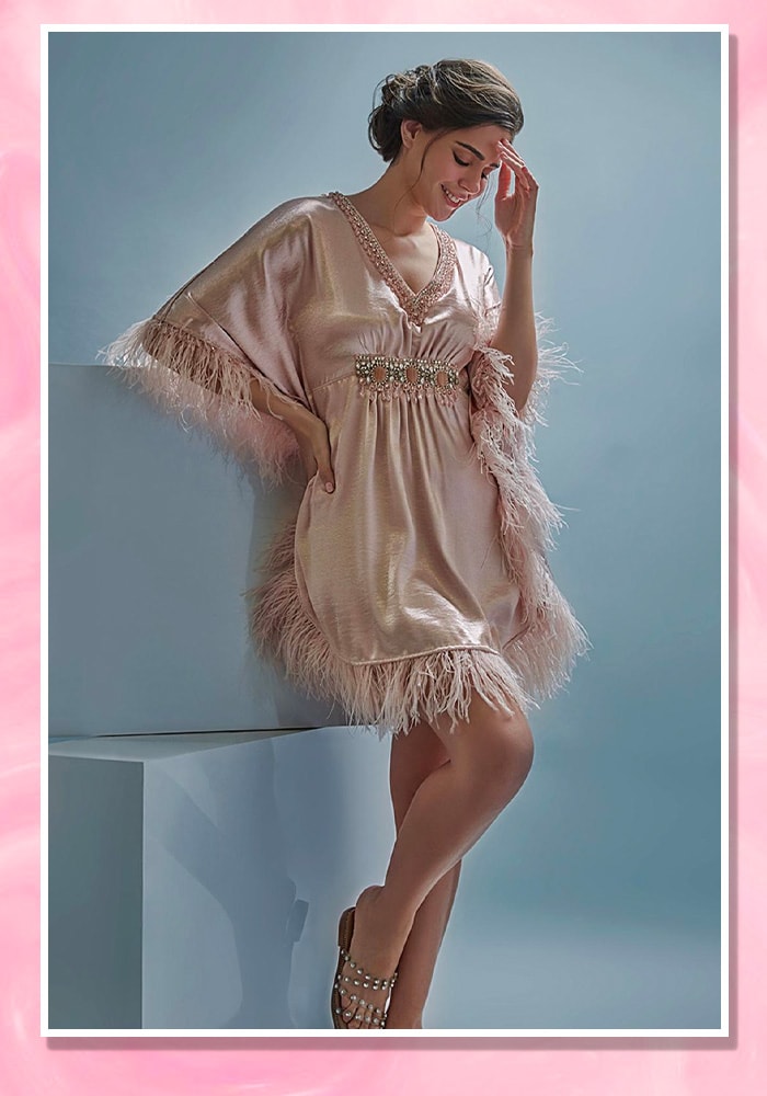 CHERIE D
Pink Lido Satin Baroque Glam Kaftan
