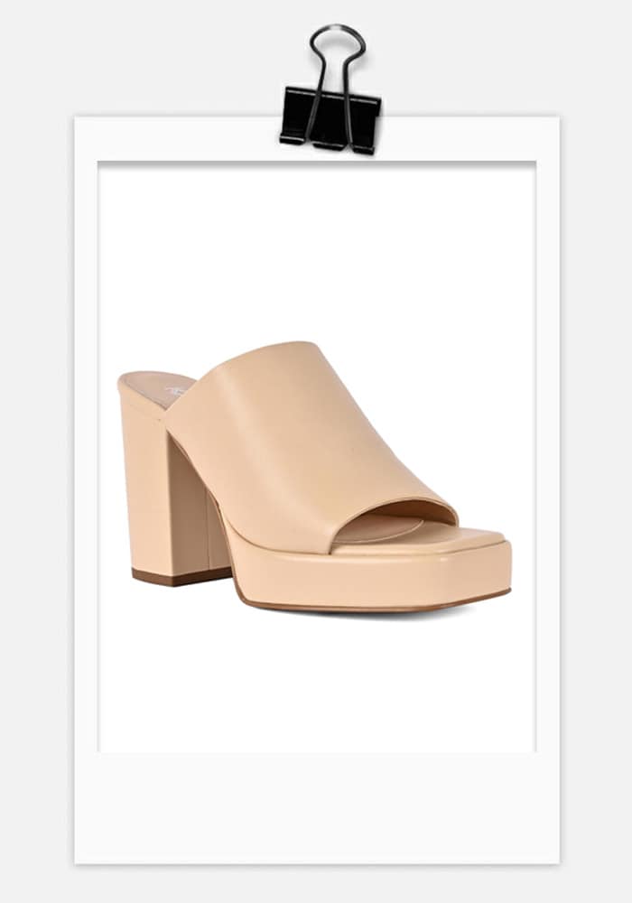 Beige Leather Faith Platform Mules