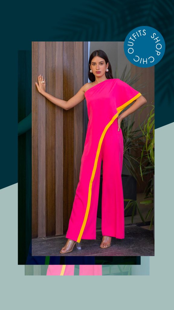 Pink Crepe Viva Sunshine One Shoulder Jumpsuit