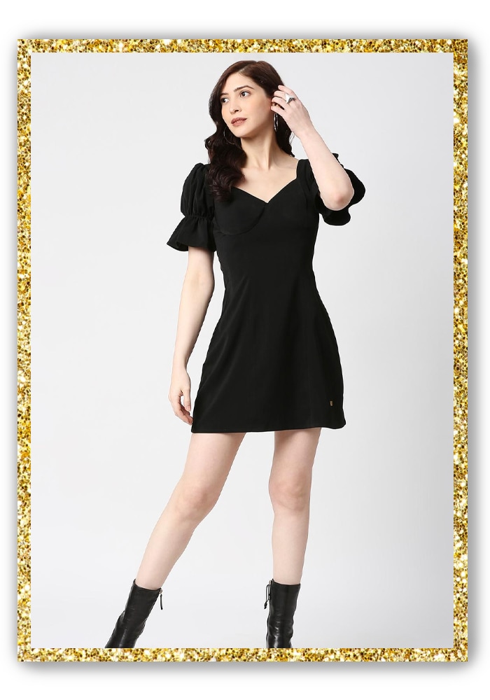 Black Lachaka Puff Sleeve Dress
