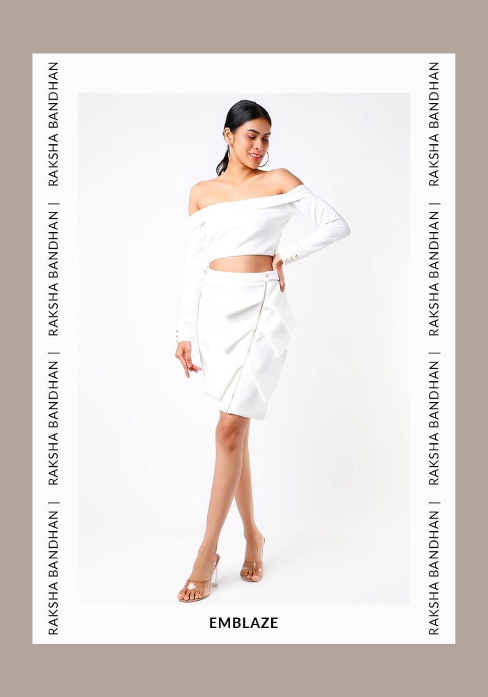 White twill co-ord skirt set | Emblaze