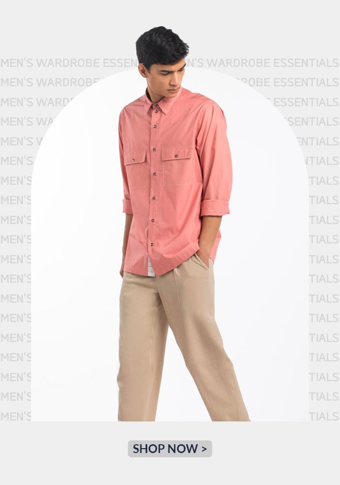 
Flat Front Beige Trousers for Men from Three