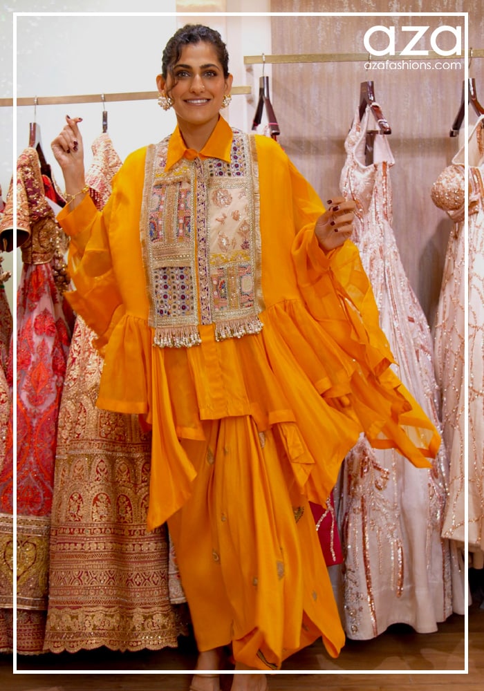 Kubbra Sait Yellow Sharara Kurta Set with Jacket for Haldi