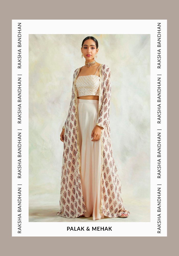 Peach cape and palazzo set | Palak & Mehak
Raksha Bandhan Gifts Under 25k