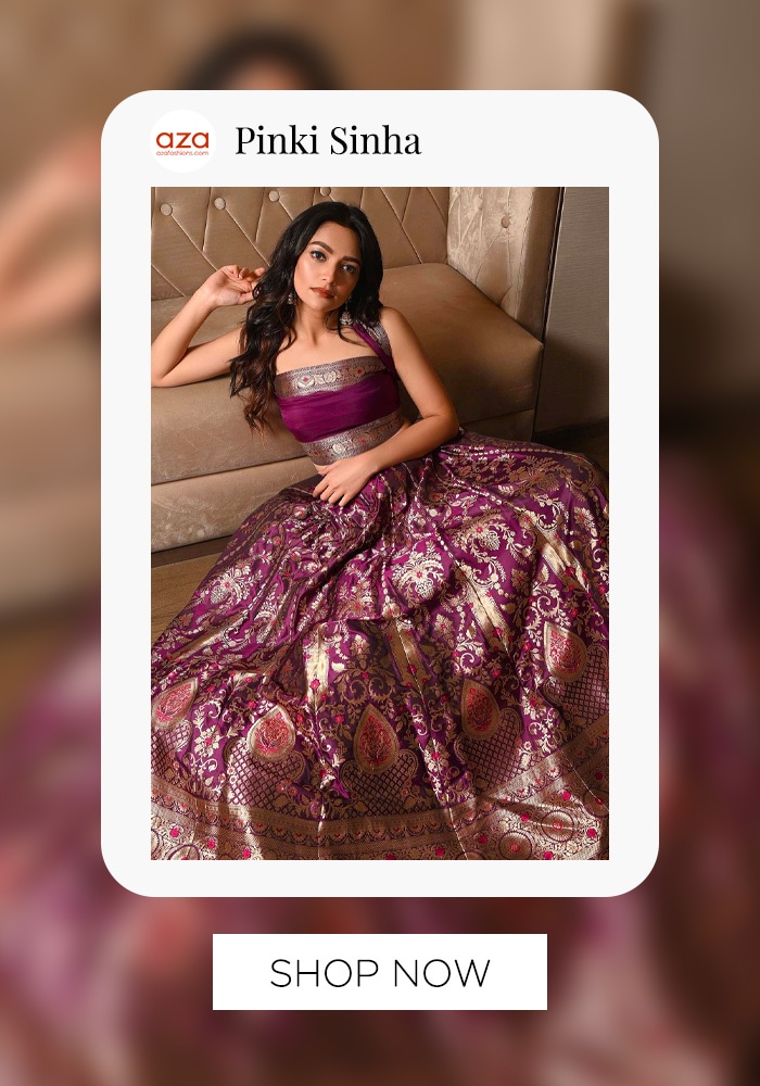 Purple Flower Pattern Lehenga | Aza Fashions