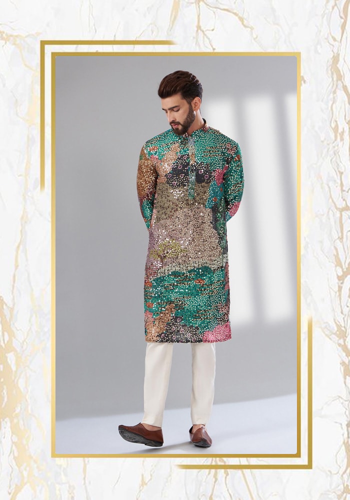 Kasbah Abstract print kurta for men | Aza Fashions