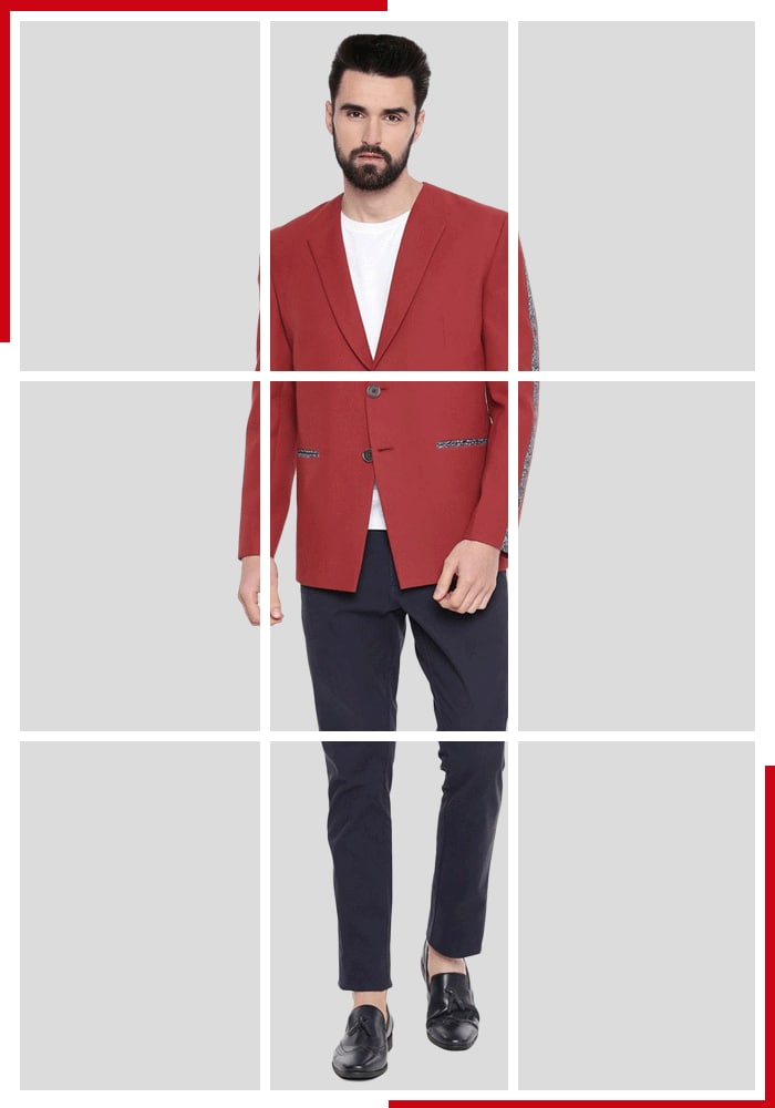 Blazer with red online shirt