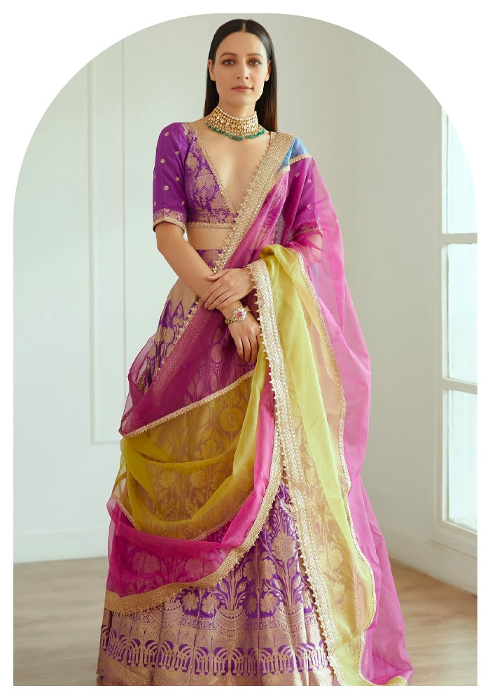 Studio Iris India- Purple Banarasi Lehenga Set