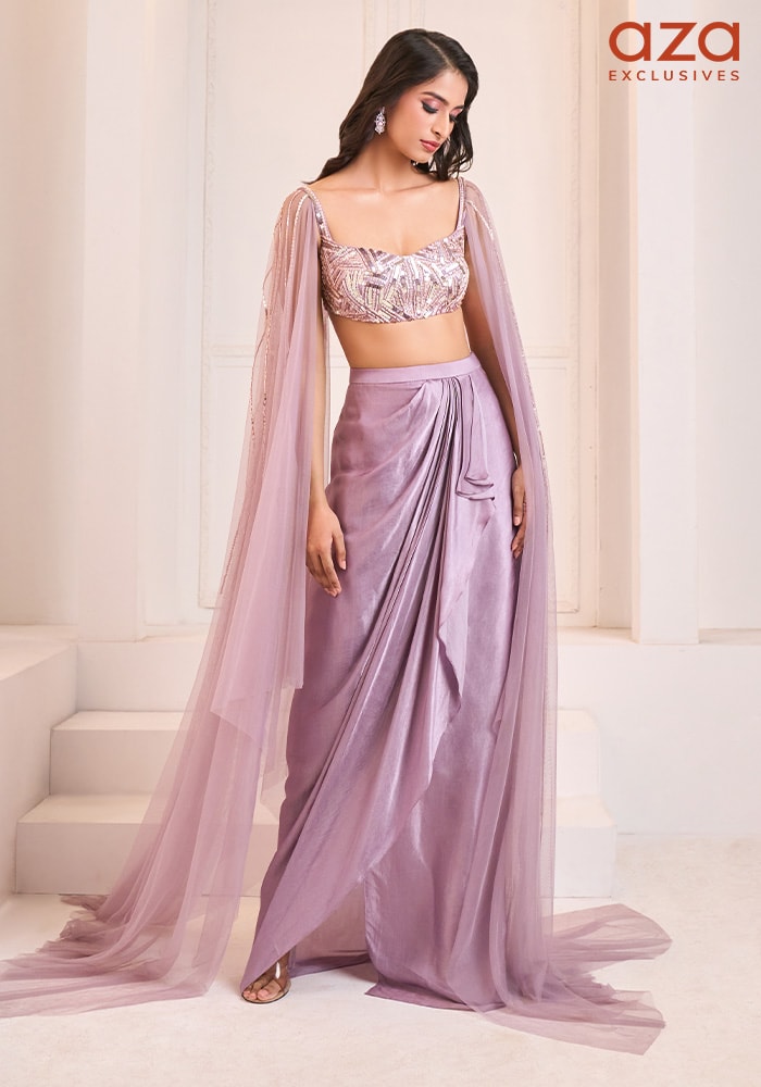 Lilac Dhoti Set for Women