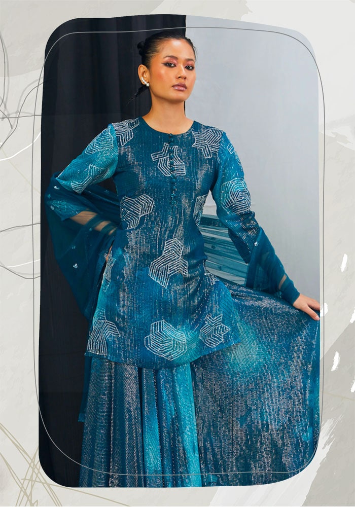 Blue Kurta sharara set