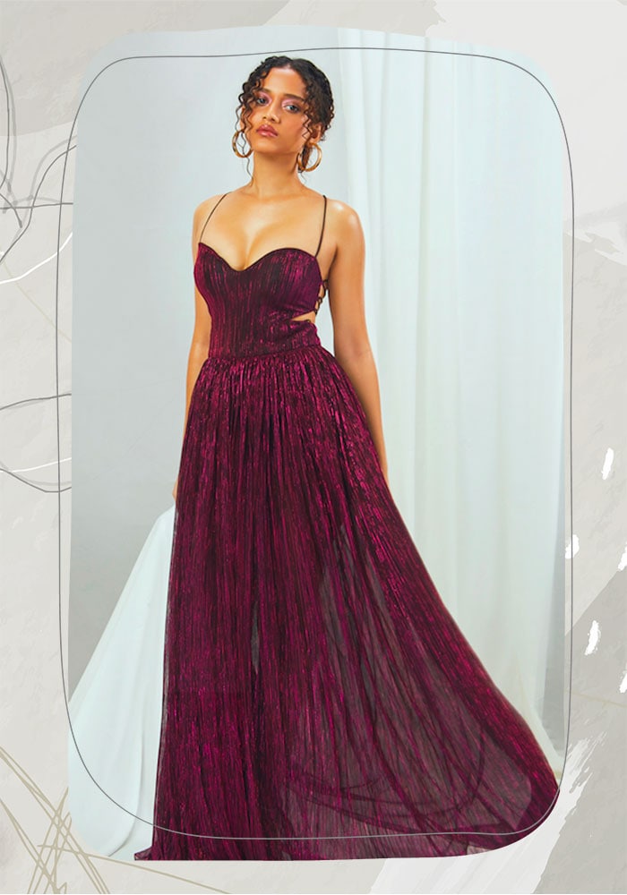 Magenta gown for women for wedding
