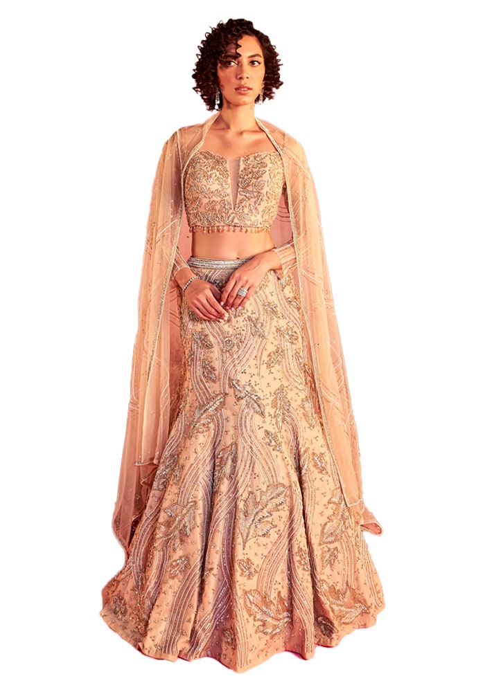 Embellished Lehenga Set with Mermaid Skirt by Parul Gandhi