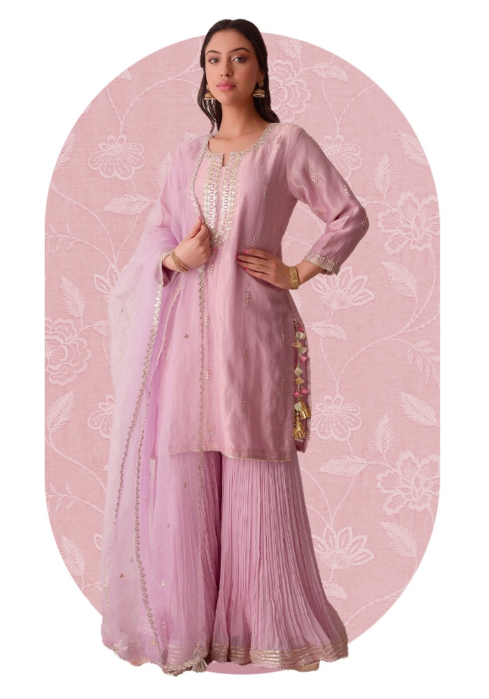 Shop embrodiered kurta sets for winter weddings at Aza Fashions