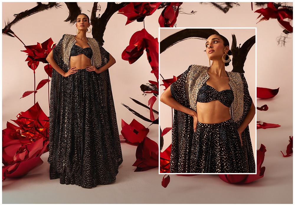 Fusion Style Lehenga From Bhumika Sharma With Jacket & Cape