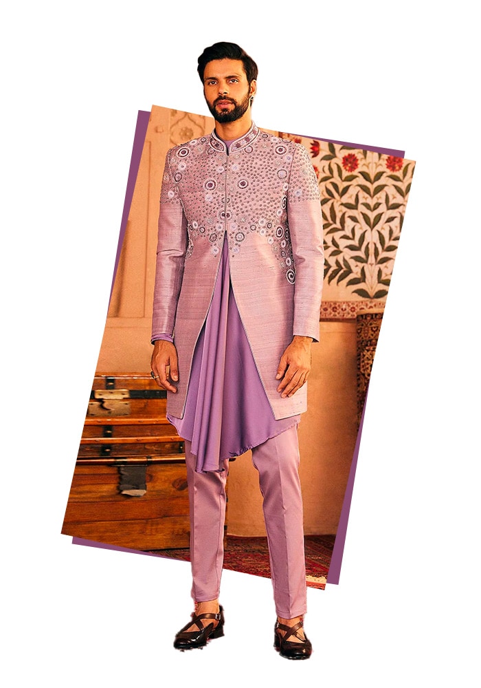 Purple Sandesha Sherwani By Asuka For Men