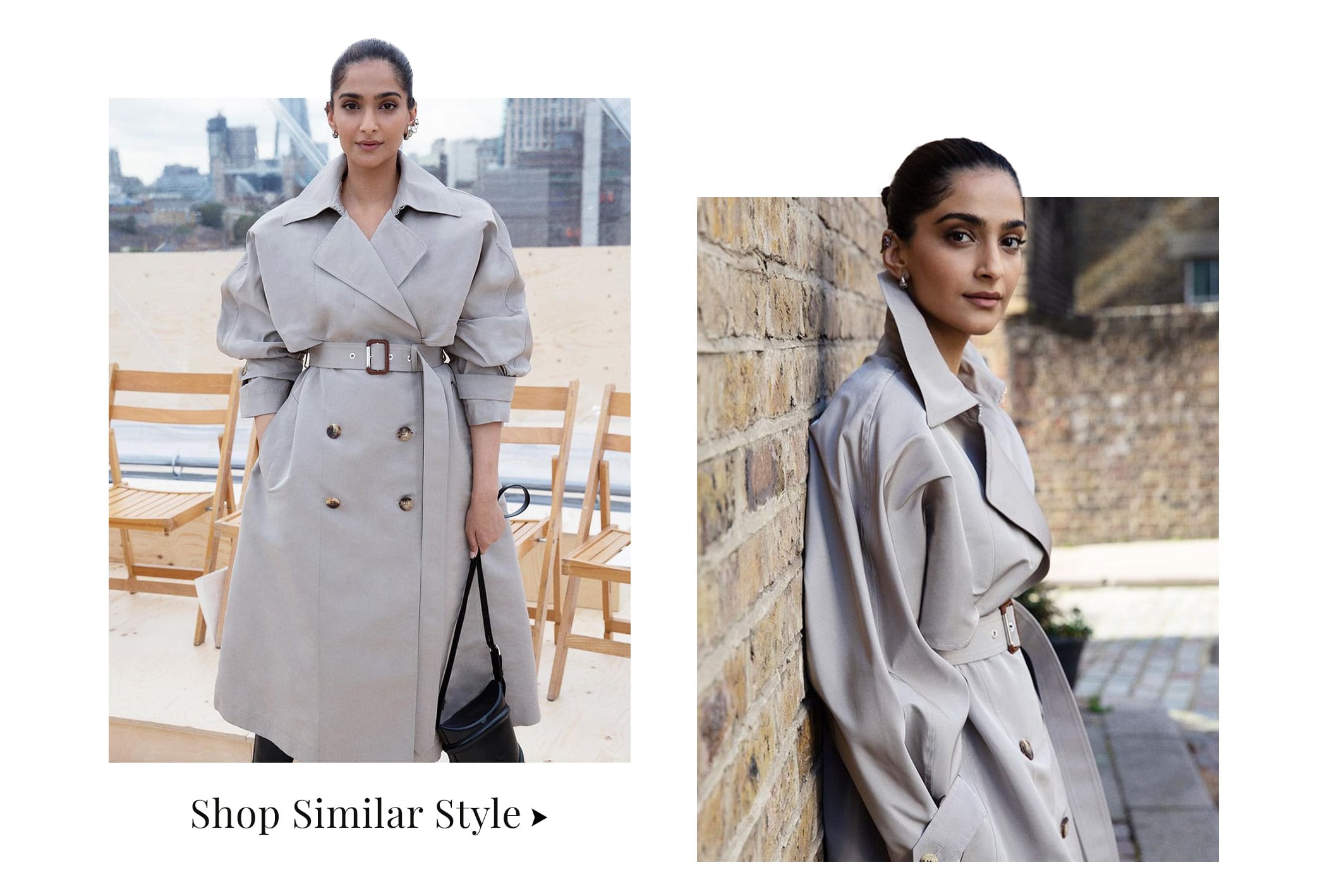 Shop Sonam Kapoors Belted Grey Trench Coat