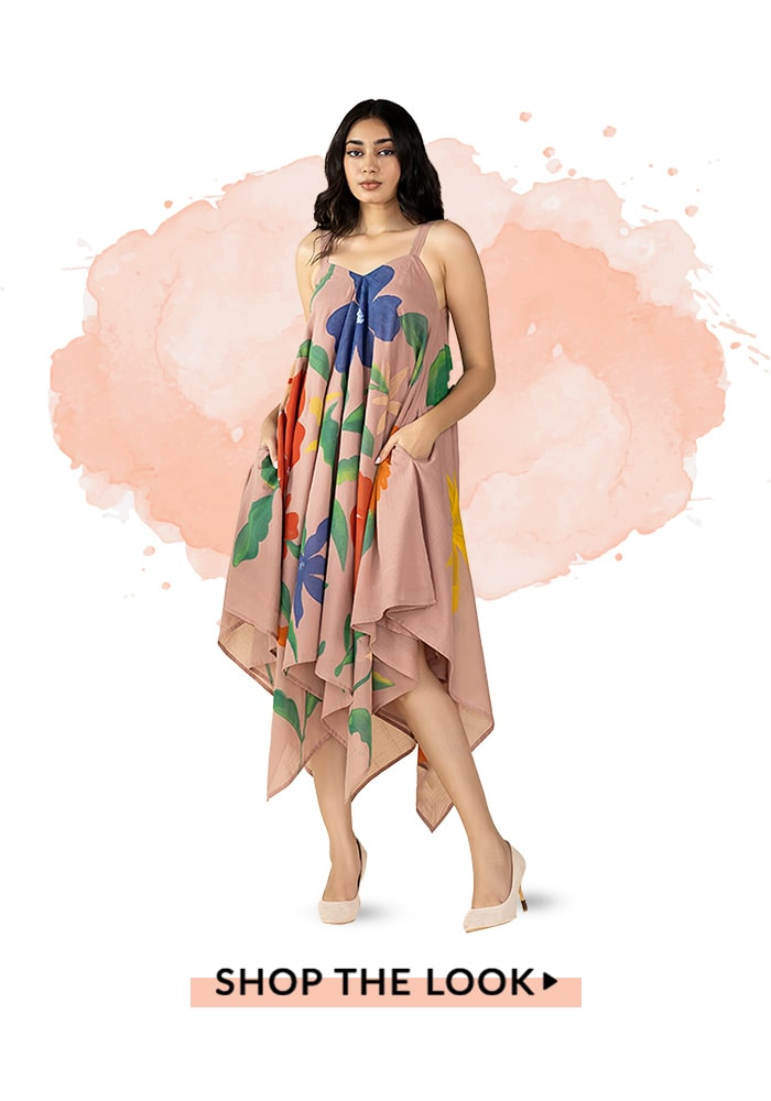 Hand-Painted Spaghetti Dress from Purvi Doshi For Women