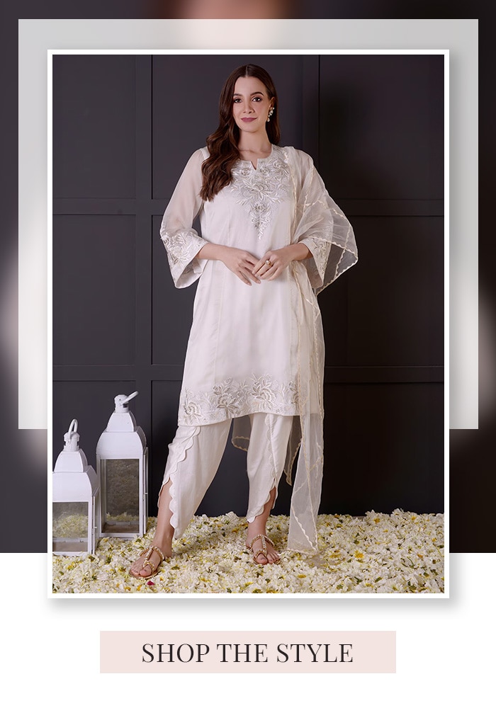 Surabhi Arya | White Kurta and Dhoti Pant Set 