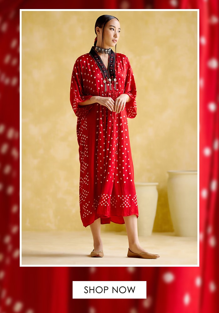 Red Handcrafted Kaftan For Women