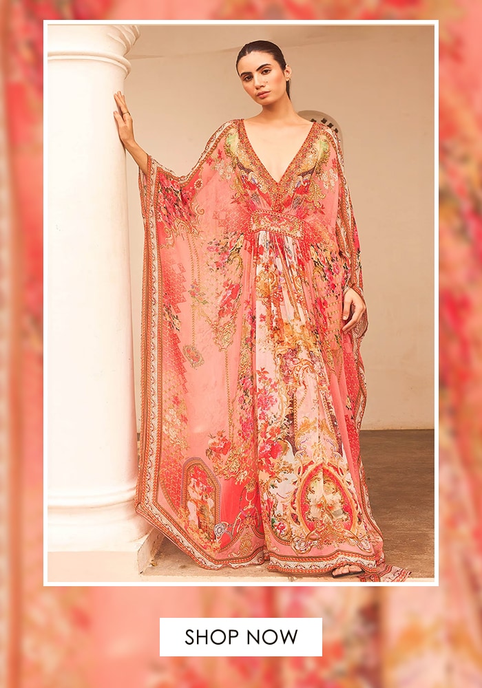 Pink Floral Kaftan For Women