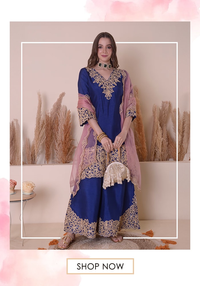 Blue Kurta Sharara Set | Summer Wedding