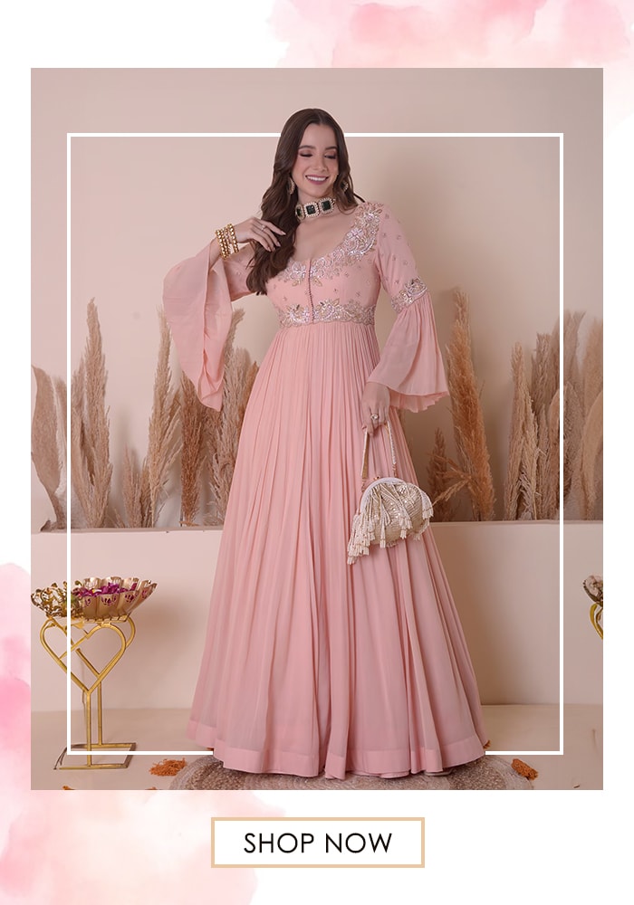 Designer Outfits for Sangeet | Pink Anarkali Gown