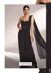 Black corset saree gown| Aza Fashions