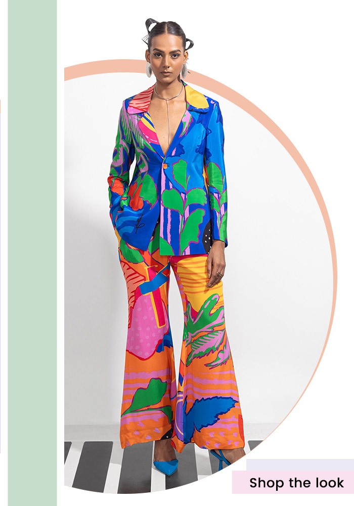 Shop Multi Color Blazer & Pant Co-ord Set