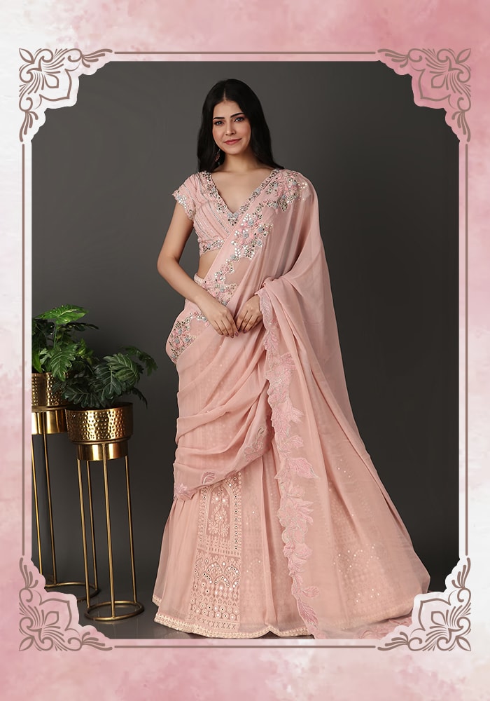 Pink Lehenga Saree