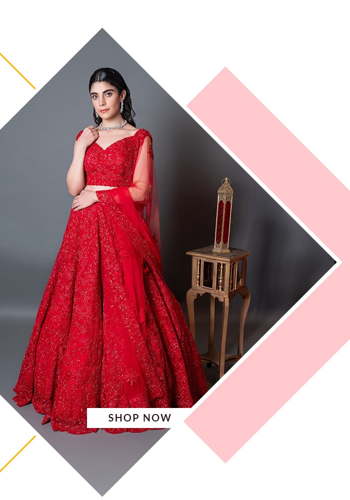 Kalighata red bridal lehenga